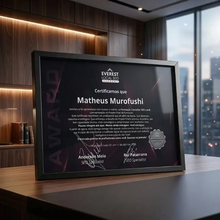 Certificado de formação em SEO de Matheus Murofushi